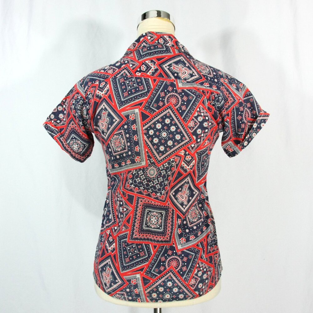 Vintage Sands Point Now Generation Bandana Patchwork Boys Short Sleeve Shirt S M - Picture 6 of 7